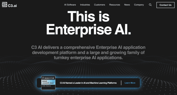 Интерфейс сайта проекта C3.ai