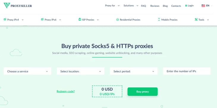 Proxy Seller homepage