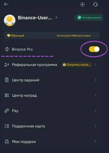 Скачивание приложения биржи и переход на Pro-версию аккаунта 