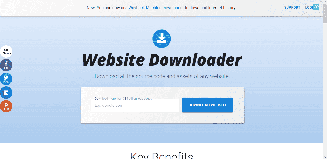 Страница сервиса WebSiteDownloader