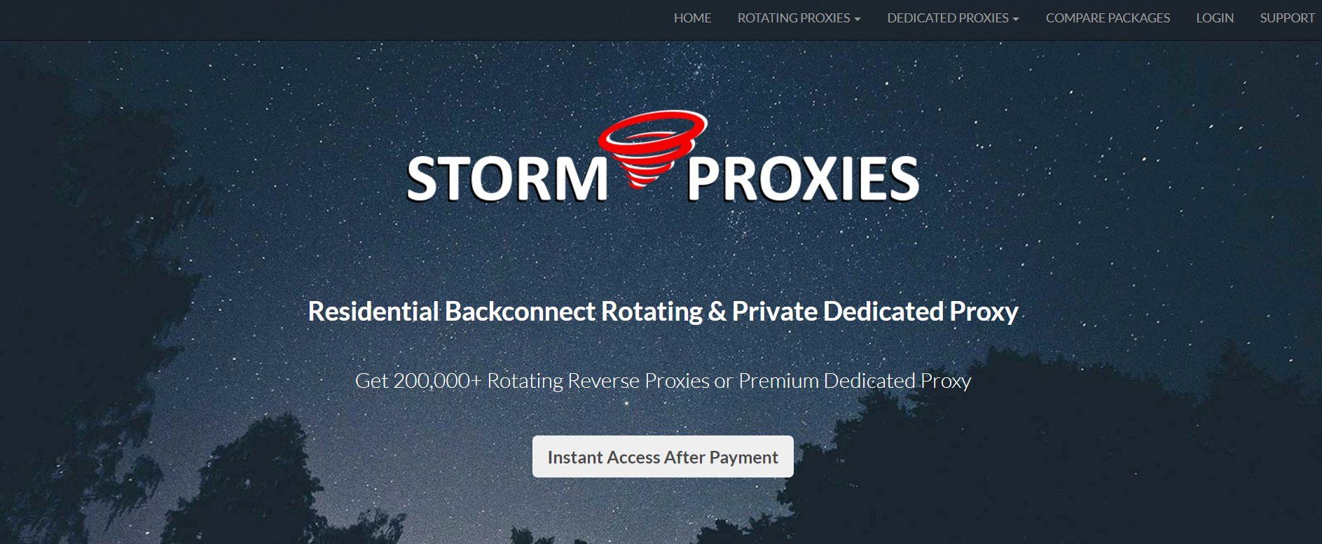 Главная страница Storm Proxyes