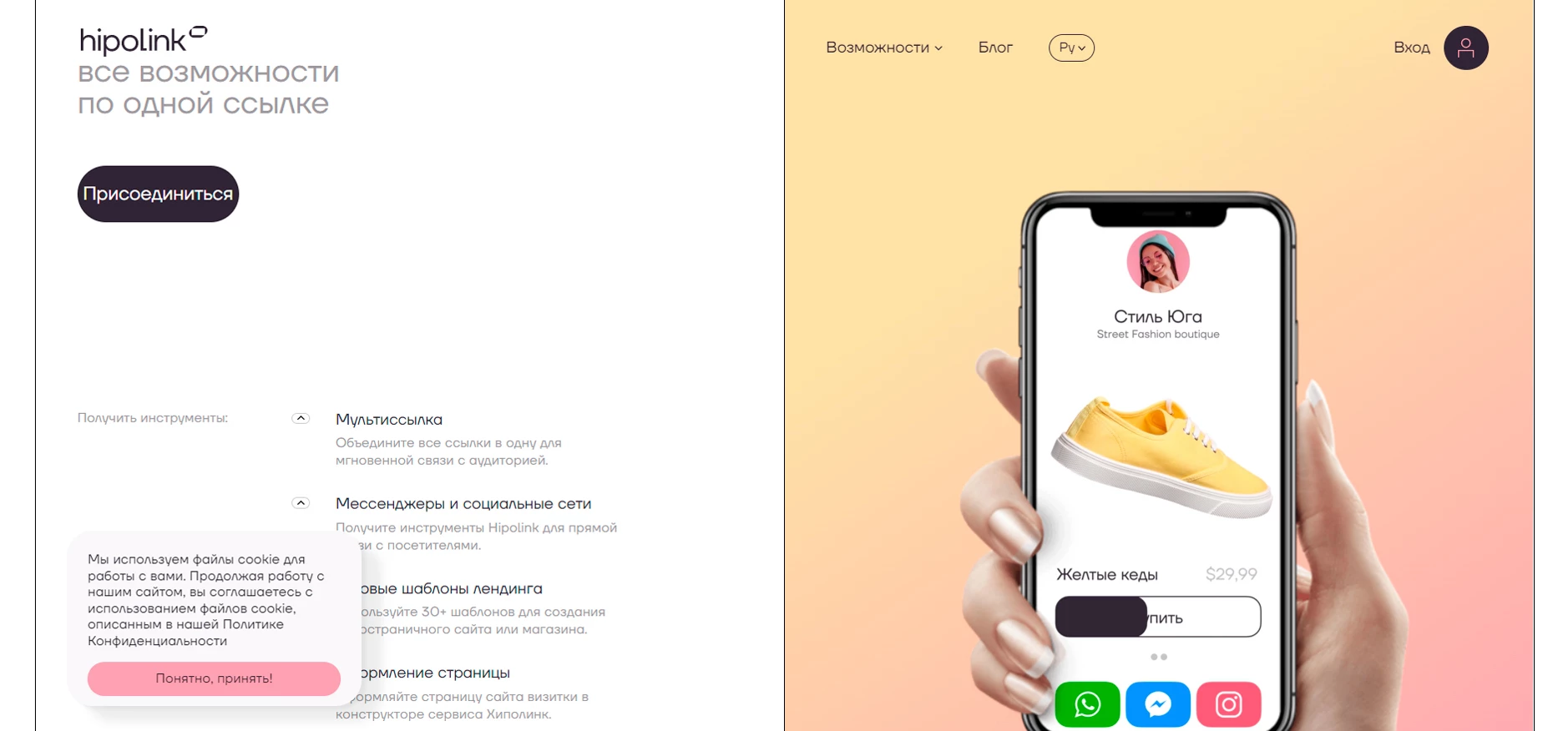 Главная страница Hipolink