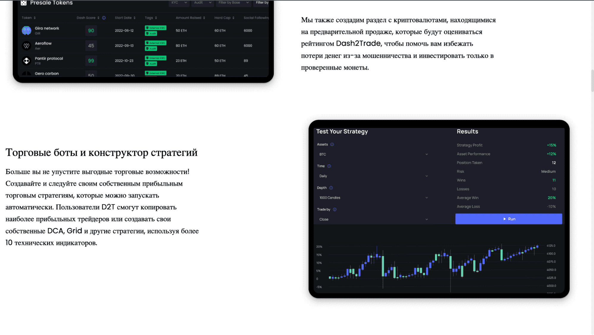 Перечень инструментов платформы