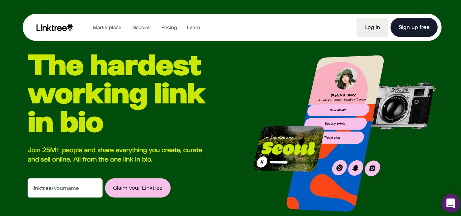 Главная страница Linktree
