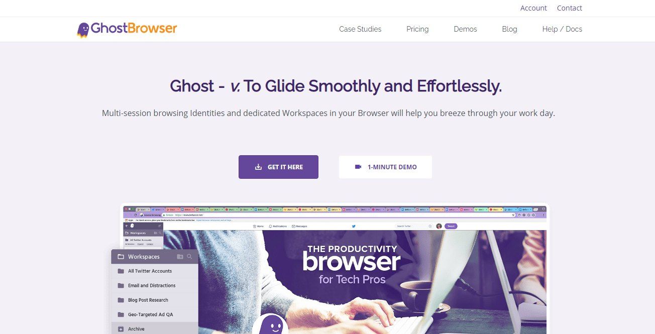 Главная страница Ghost Browser