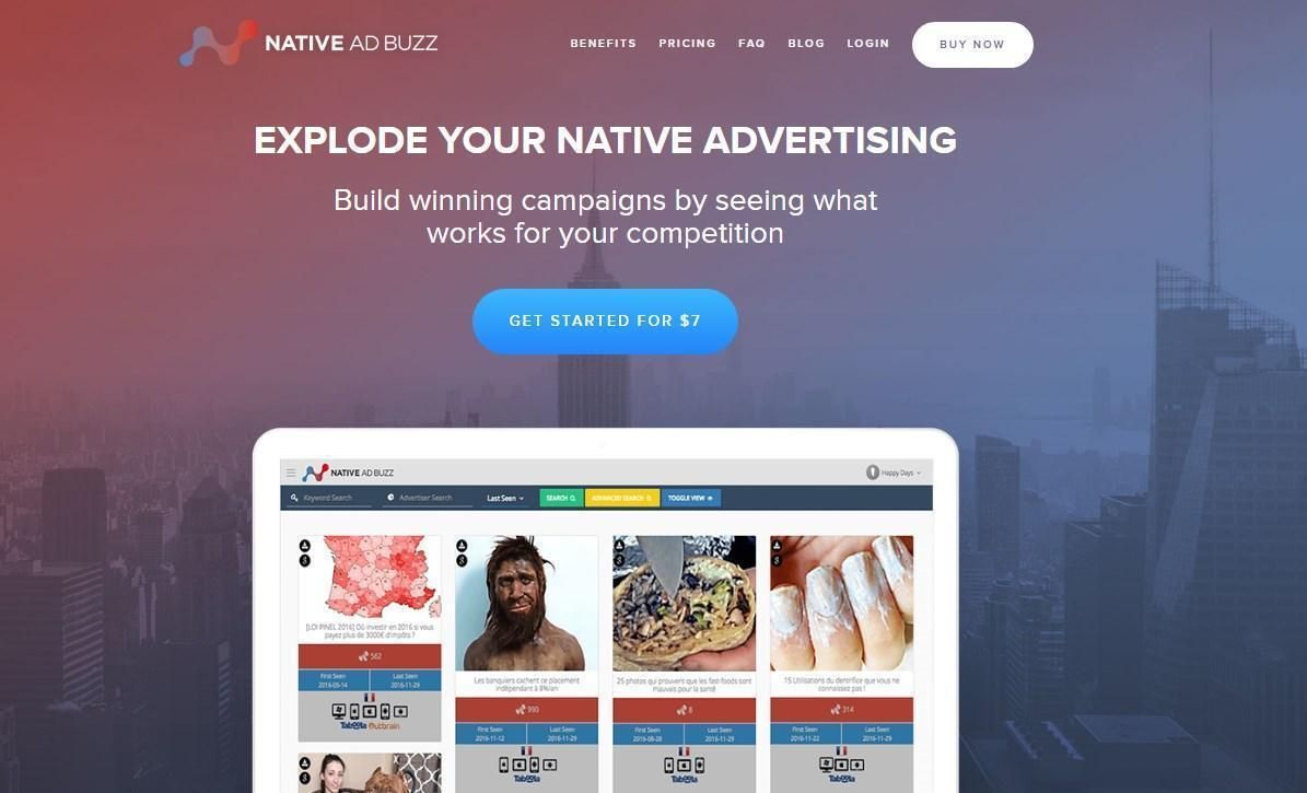 Главная страница Native Ad Buzz