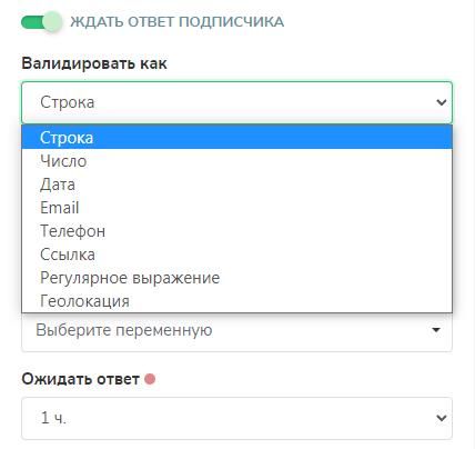 Настройки ввода данных