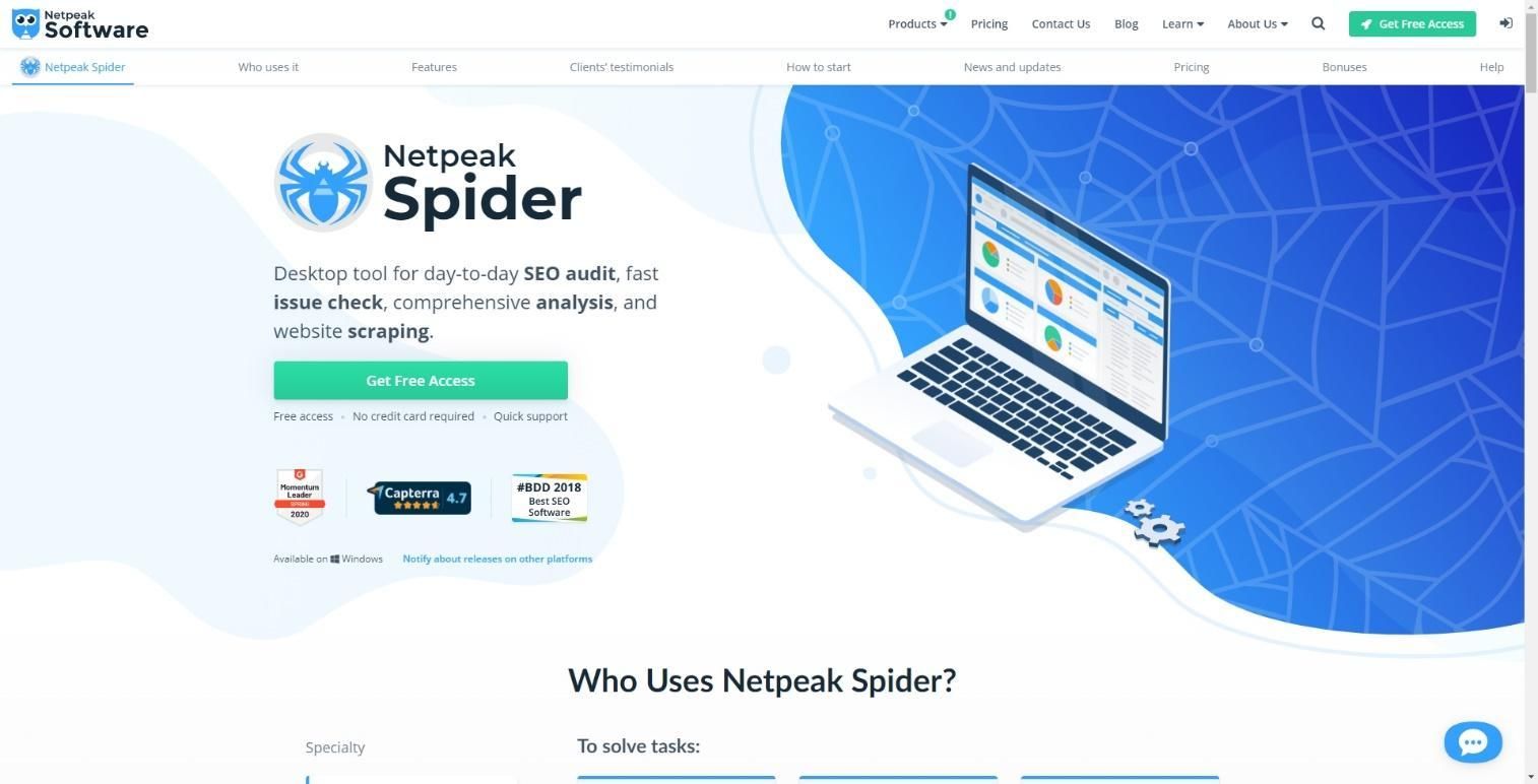 Главная страница сервиса NETPEAK SPIDER