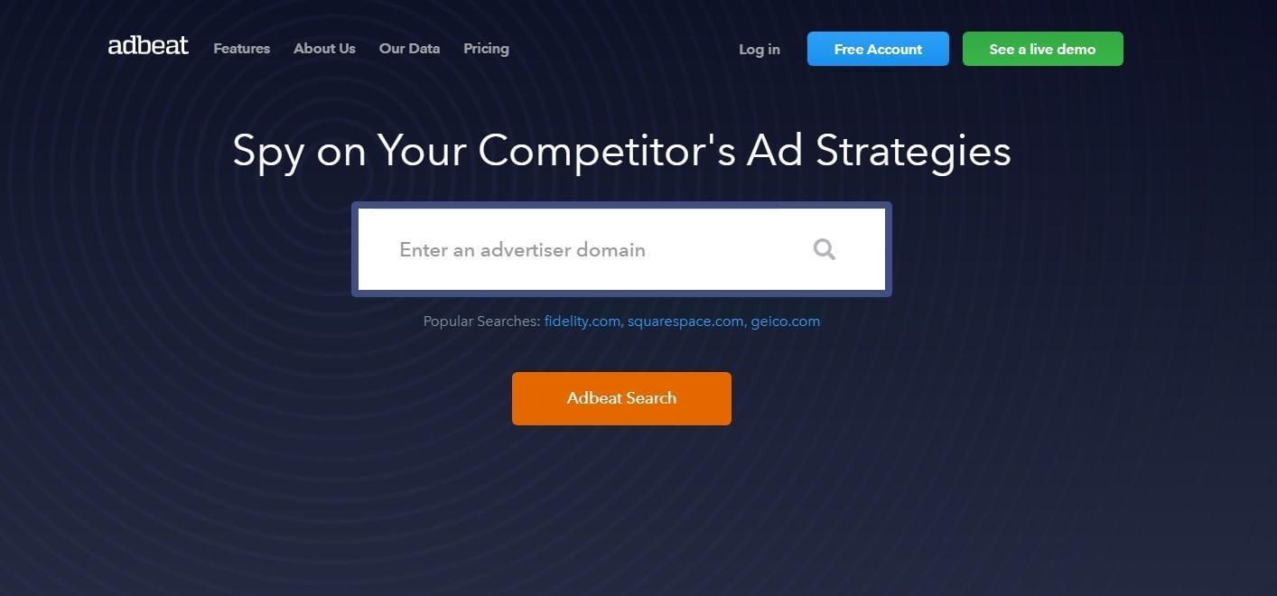 Главная страница Adbeat