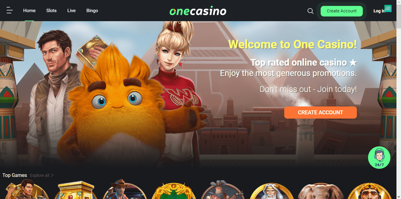 Главная страница One Casino 
