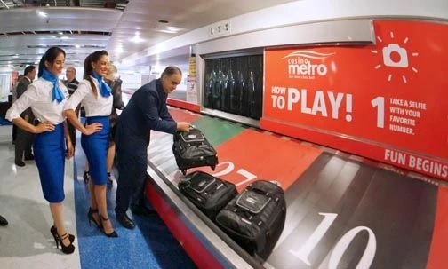 Baggage claim ad for a local casino