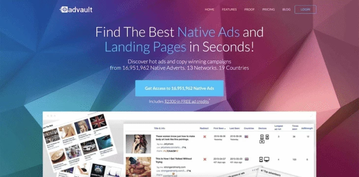 Advault main page