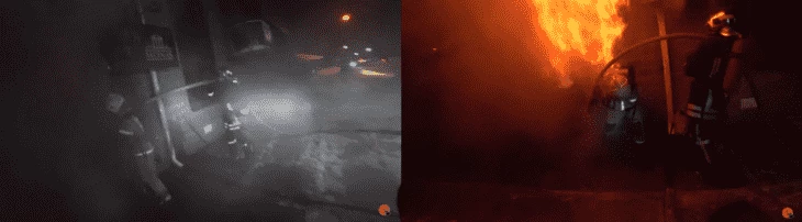 Сказ о том, как мужики литий тушили… В итоге, когда пожарные поняли, что именно горит, просто не давали огню перекинуться дальше, тупо ожидая, пока прогорит комната с аккумом. Ибо сделать что-либо еще в такой ситуации невозможно. На фото справа момент начала взрыва — сам взрыв неинформативный, так как просто весь кадр целиком в огне.