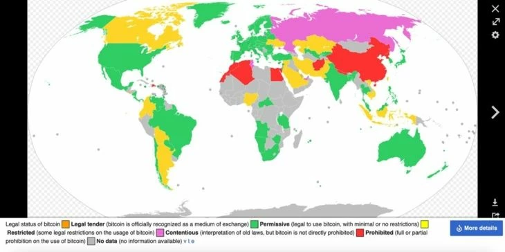 Легальность статуса биткоина в мире