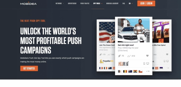 Mobidea Push main page 
