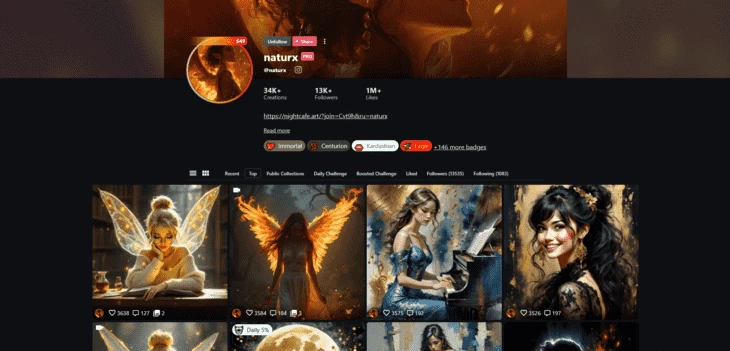 Пример автора, который увлекается генерацией артов девушек