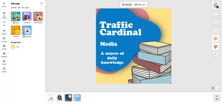 Работа над шаблоном в Adobe Express