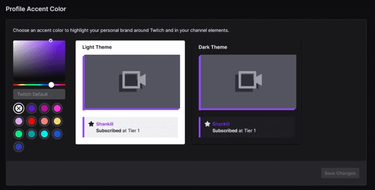 Profile accent color options