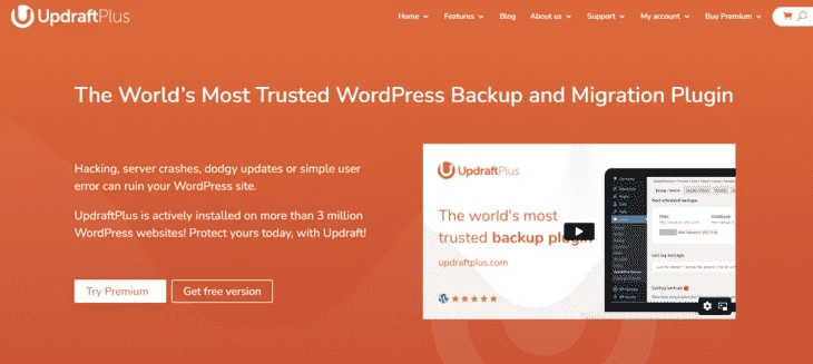 Главная страница сайта UpdraftPlus.com