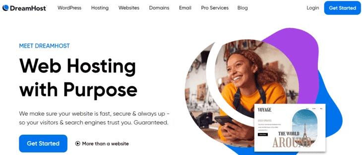 Скриншот главной страницы DreamHost