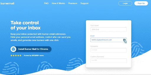 Burnermail.io - сервис для создания одноразовой почты для регистрации