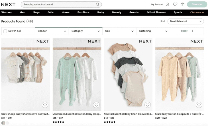 Kids clothing set offers on Next’s website