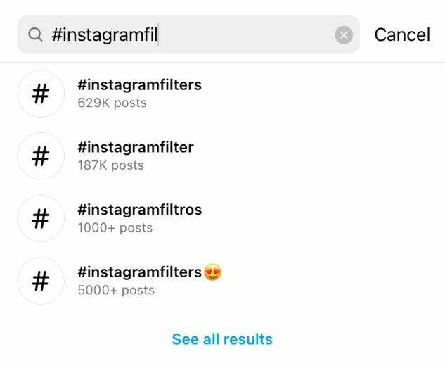 Manual hashtag search