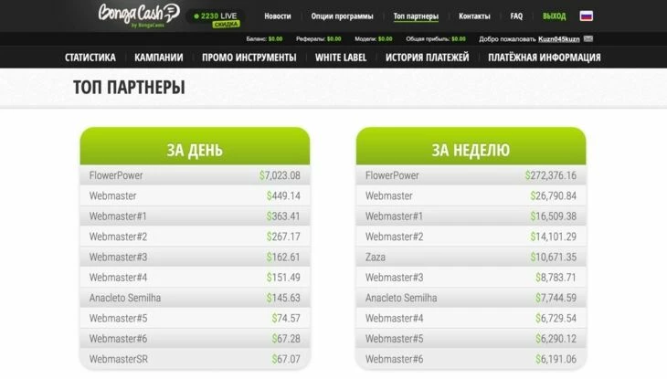 Раздел «ТОП-партнеры»