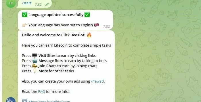 ClickBee LTC Bot - бот для заработка на просмотре рекламы