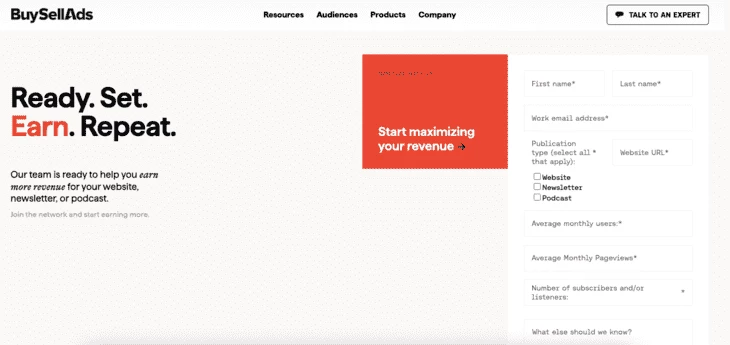 BuySellAds’ home page