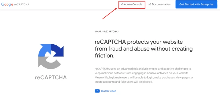 Регистрация в Google reCAPTCHA