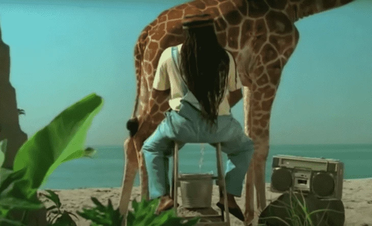 Skittles commercial with milking a giraffe