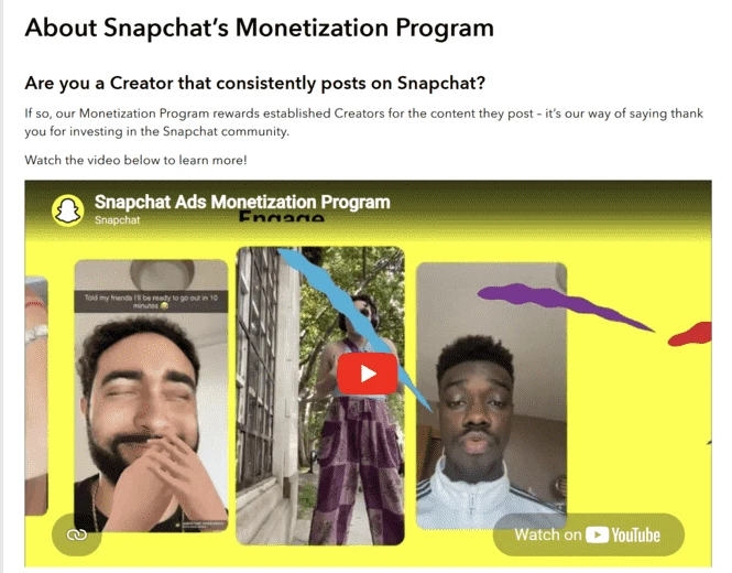 Snapchat monetization