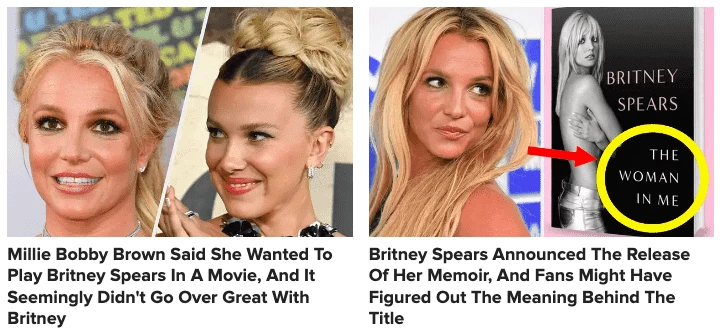 Examples of teasers based on celebrity gossips