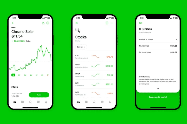 Интерфейс учетной записи Robinhood