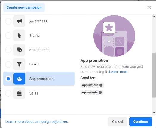 Choose App promotion