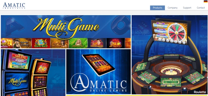 Главная страница официального сайта Amatic