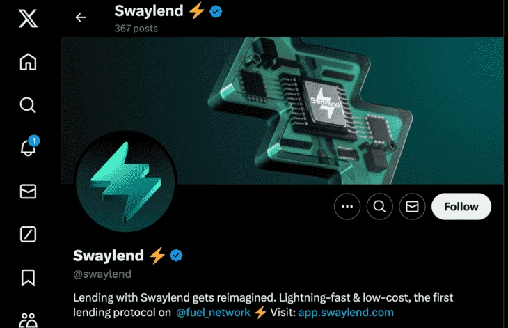 SwayLend на платформе Х
