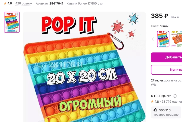Объем продаж за два года в пик тренда