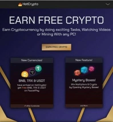 HotCrypto - бесплатный кран для заработка крипты