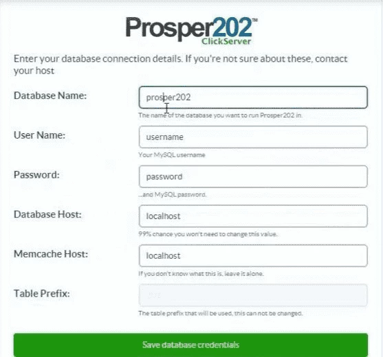 Registration form