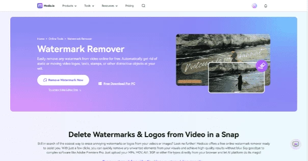Нейронка Watermark Remover от medai.io для снятия водяных знаков с изображений и видео