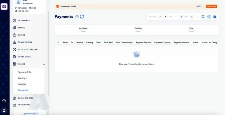 Раздел «Payments»