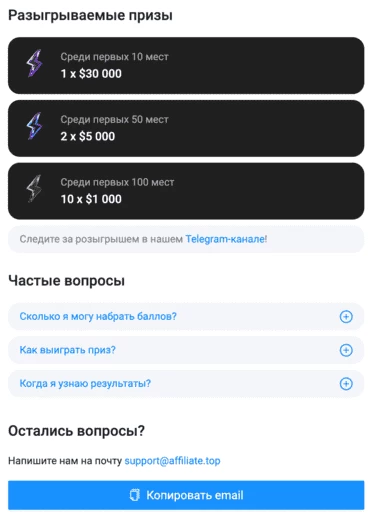 Вот так выглядит лидерборд акции