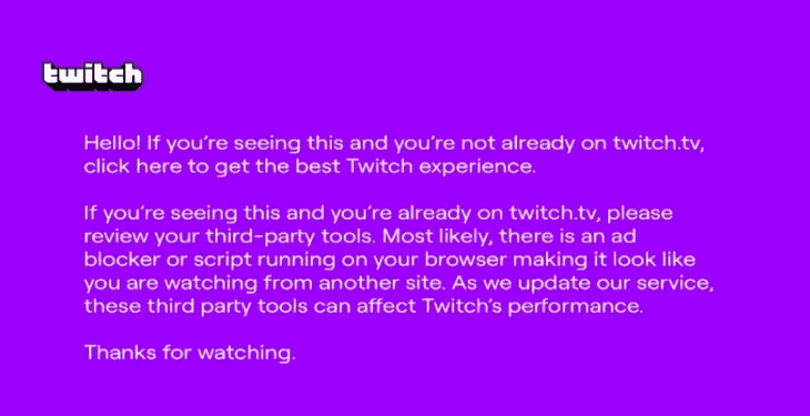 Twitch ad block disclaimer