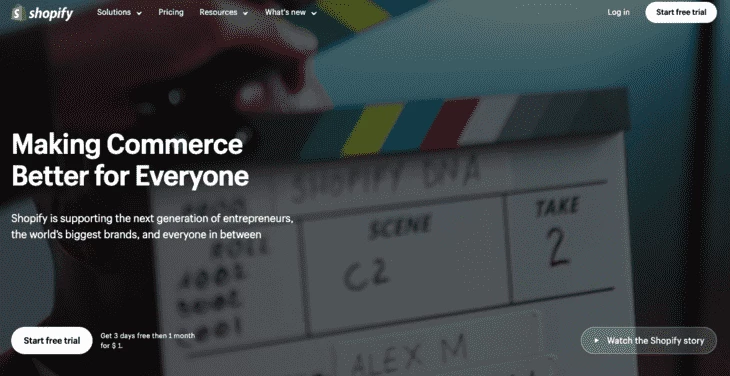 Shopify homepage