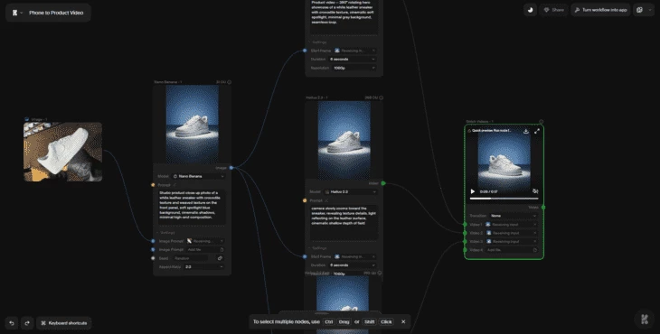 Инструмент Node Editor в Krea.ai