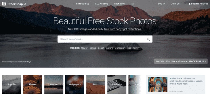 StockSnap home page