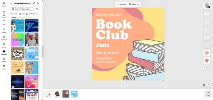 Работа над шаблоном в Adobe Express