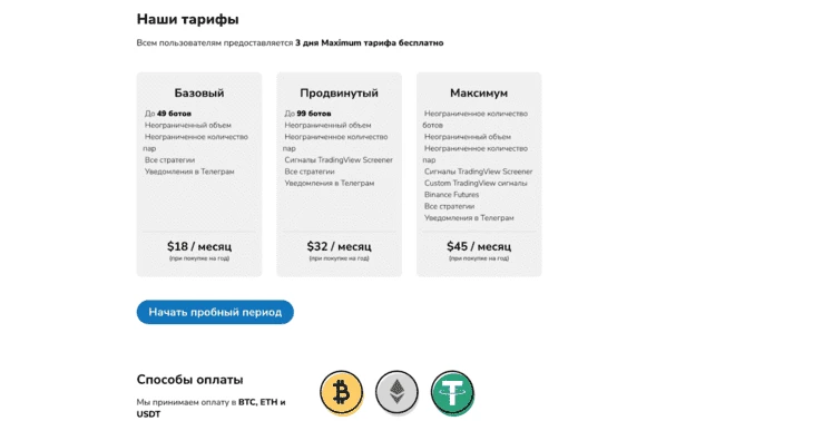 Ценообразование TradeSanta  